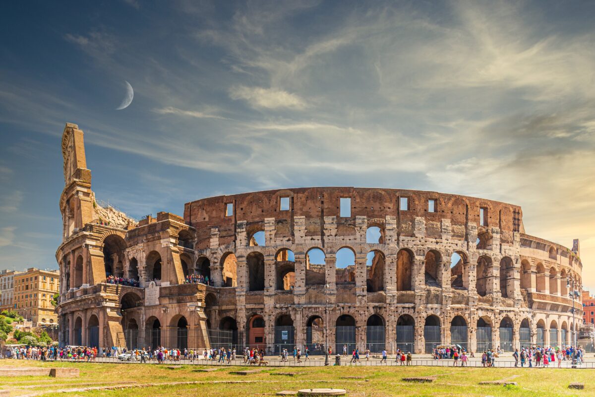 Breathtaking Shot Of The Colosseum Amphitheatre Located In Rome, Italy