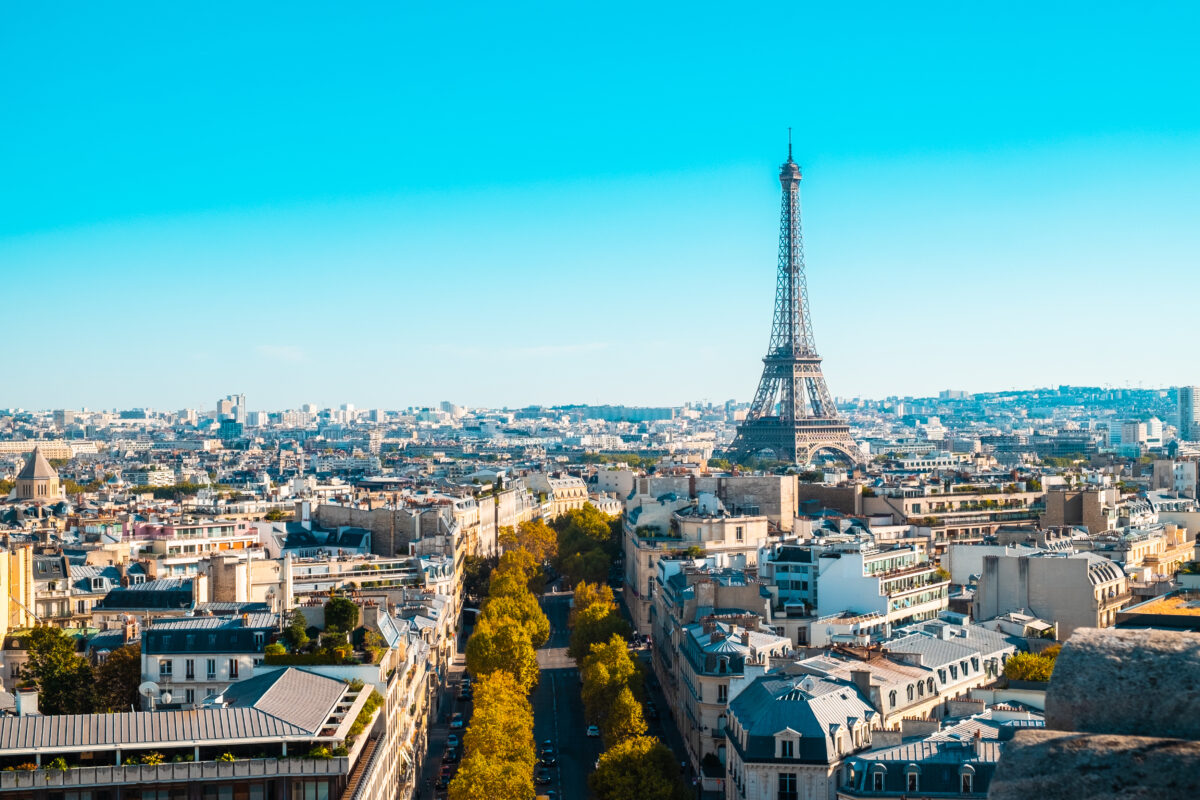 Cityscape Of Paris Under The Sunlight And A Blue Sky In Fra